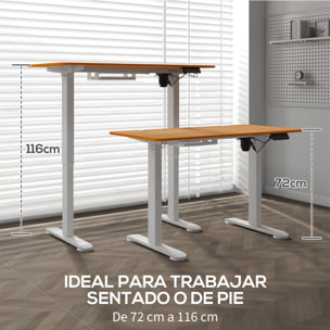 Escritorio Elevable Eléctrico con Altura Ajustable 3 Memorias Sistema de Colisión y Protección contra Sobrecalentamiento Escritorio de Pie para Oficina Hogar 120x60 cm Natural y Blanco