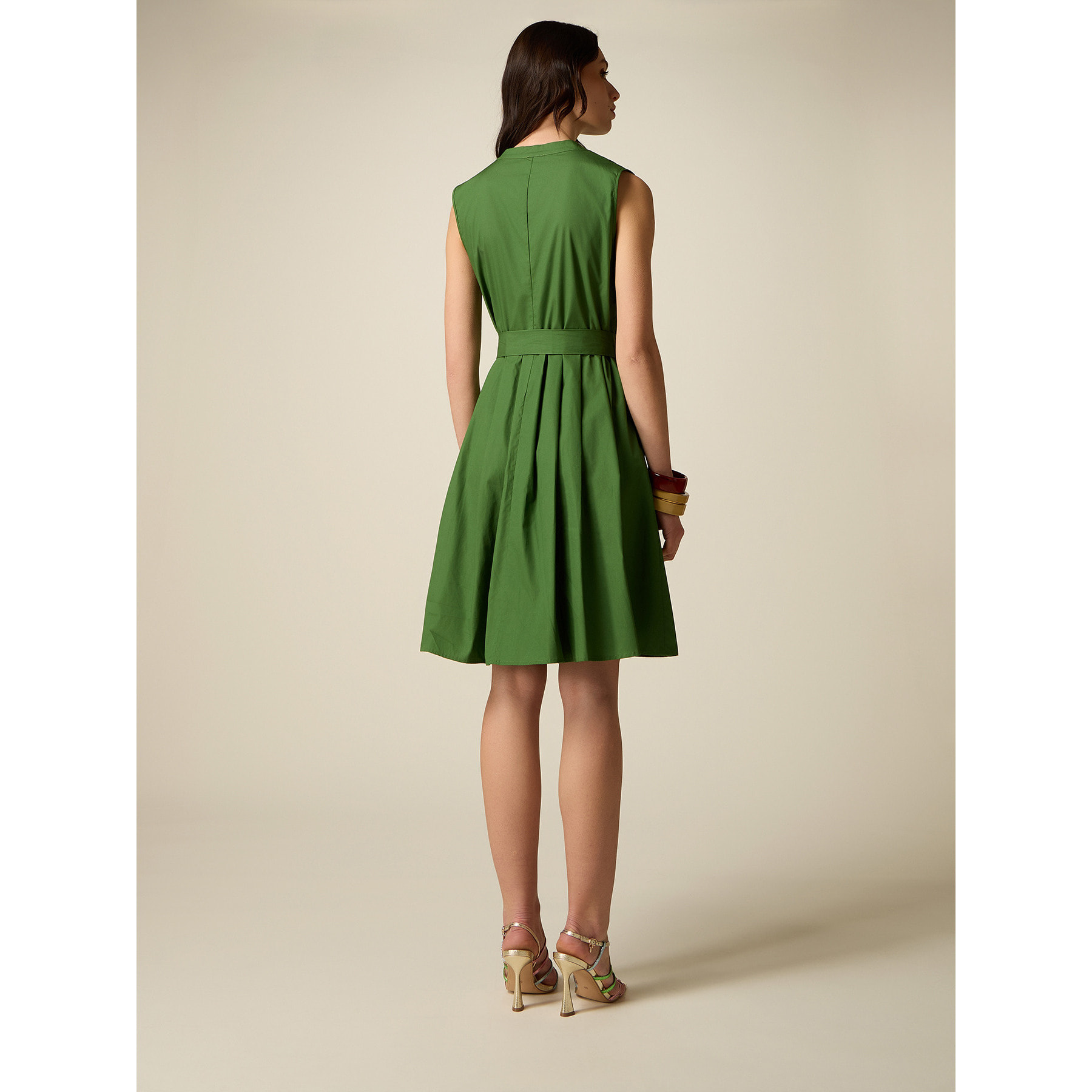 Oltre - Vestido flare en popelín - Verde