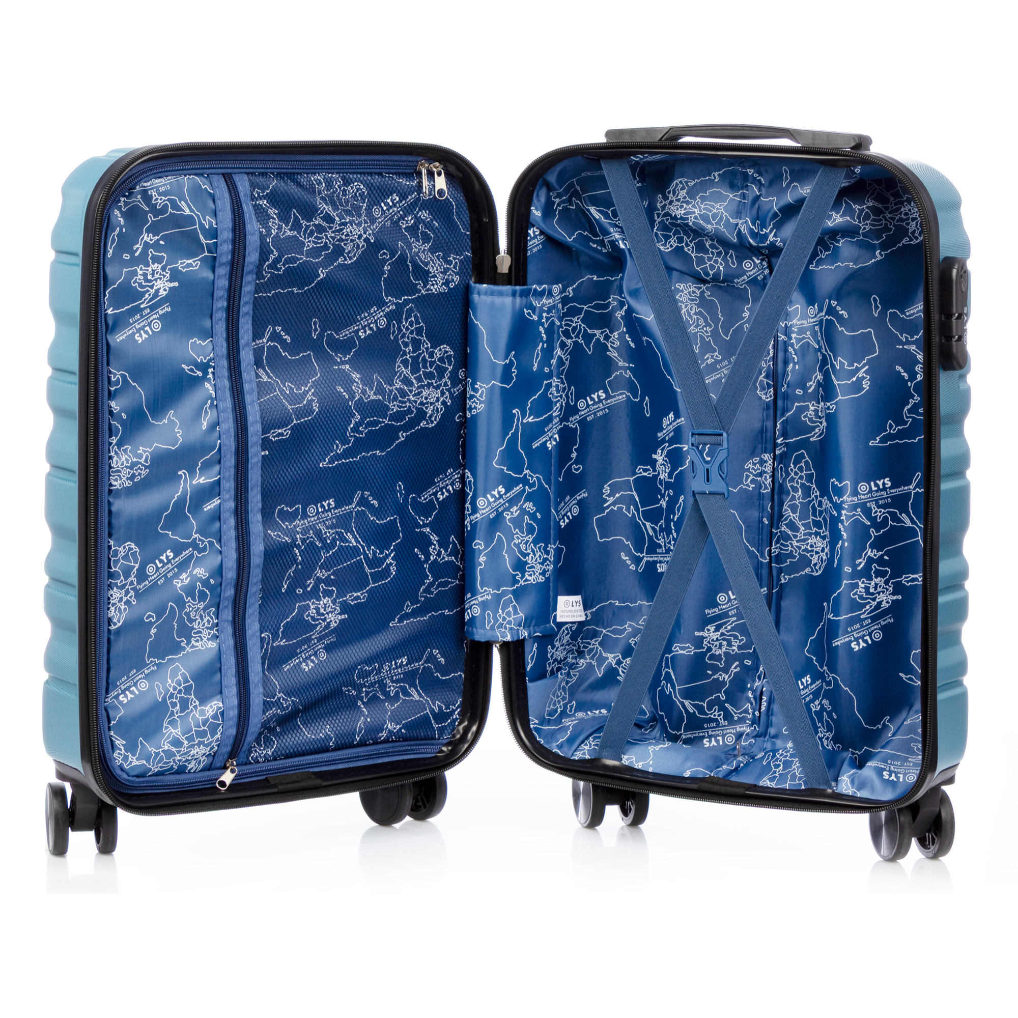 Set di 3 valigie Trolley, in materiale leggero ABS ad alta resistenza. Chiusura numerica e 4 ruote girevoli a 360°.