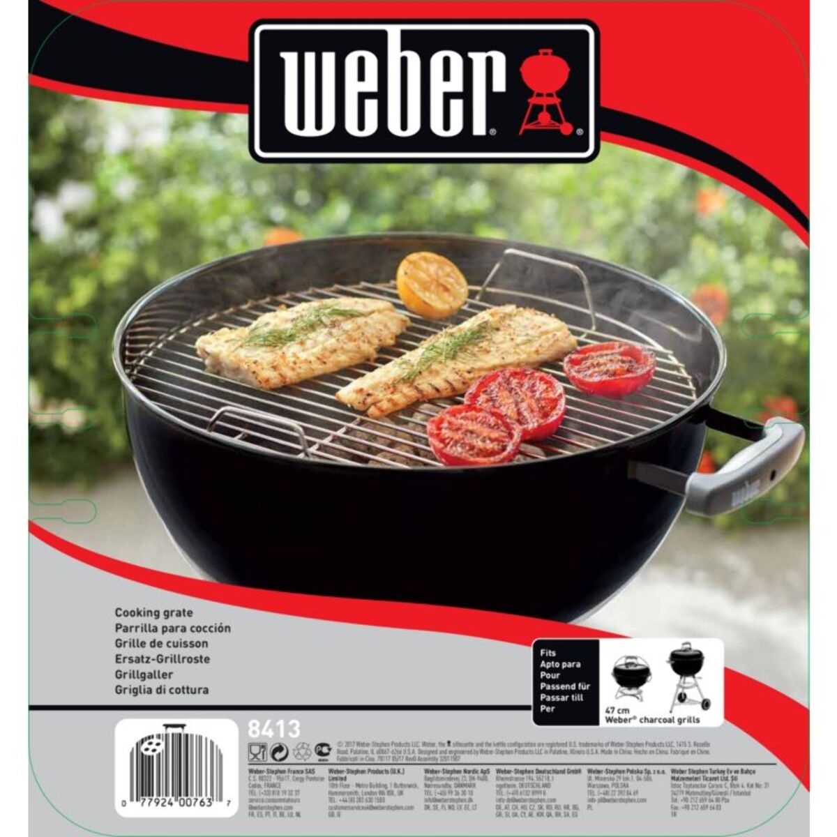 Grille barbecue WEBER de cuisson chromée pour barbecue 47 cm
