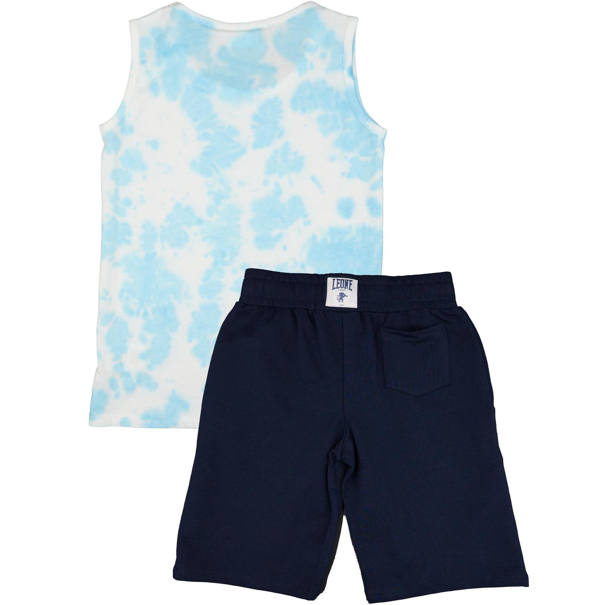 Set completo da bambino in cotone con canotta e pantaloncini Leone Tie Dye