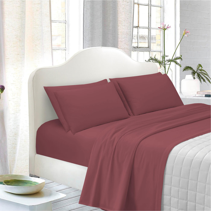 White & White Completo letto matrimoniale 100% cotone percalle Rosso