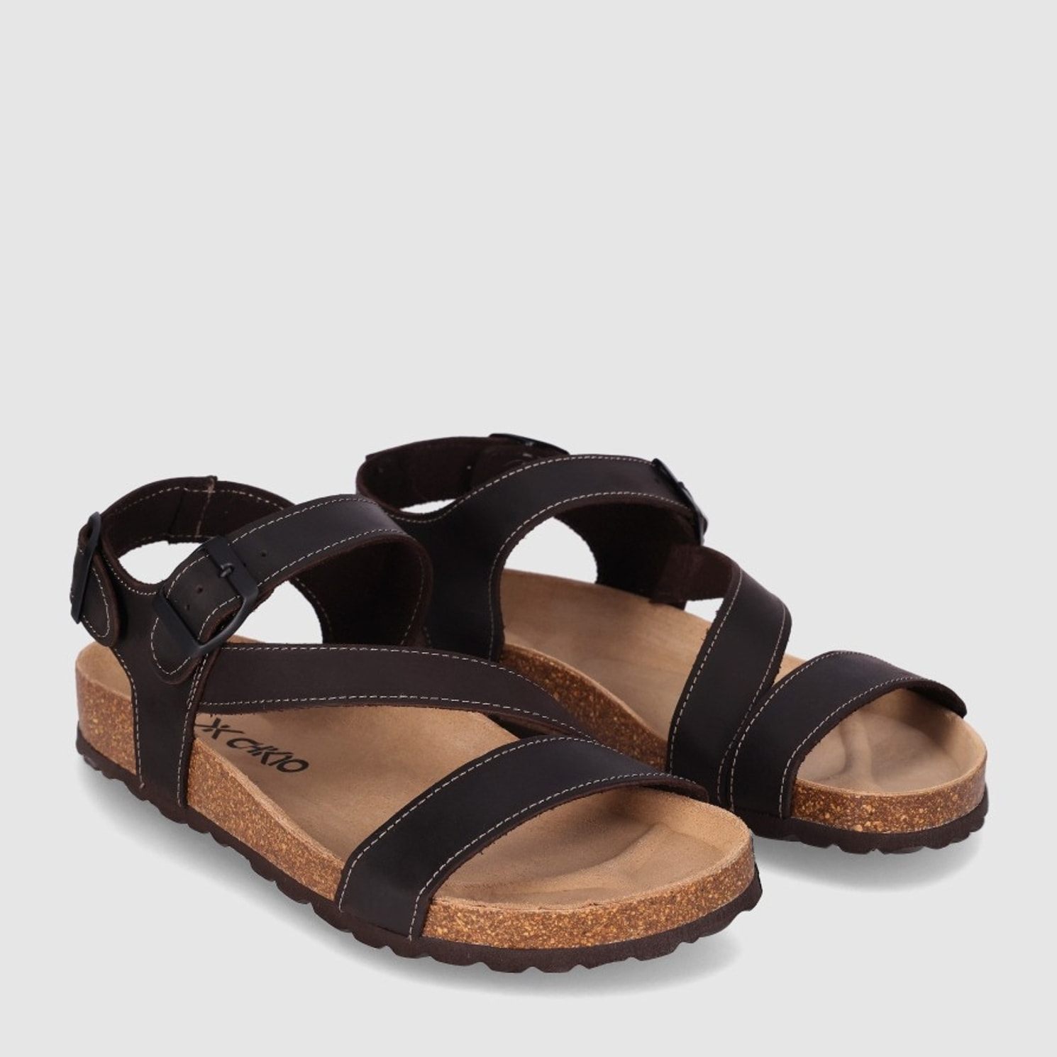 Sandalias de Piel - Marron - Tacón: Bajo