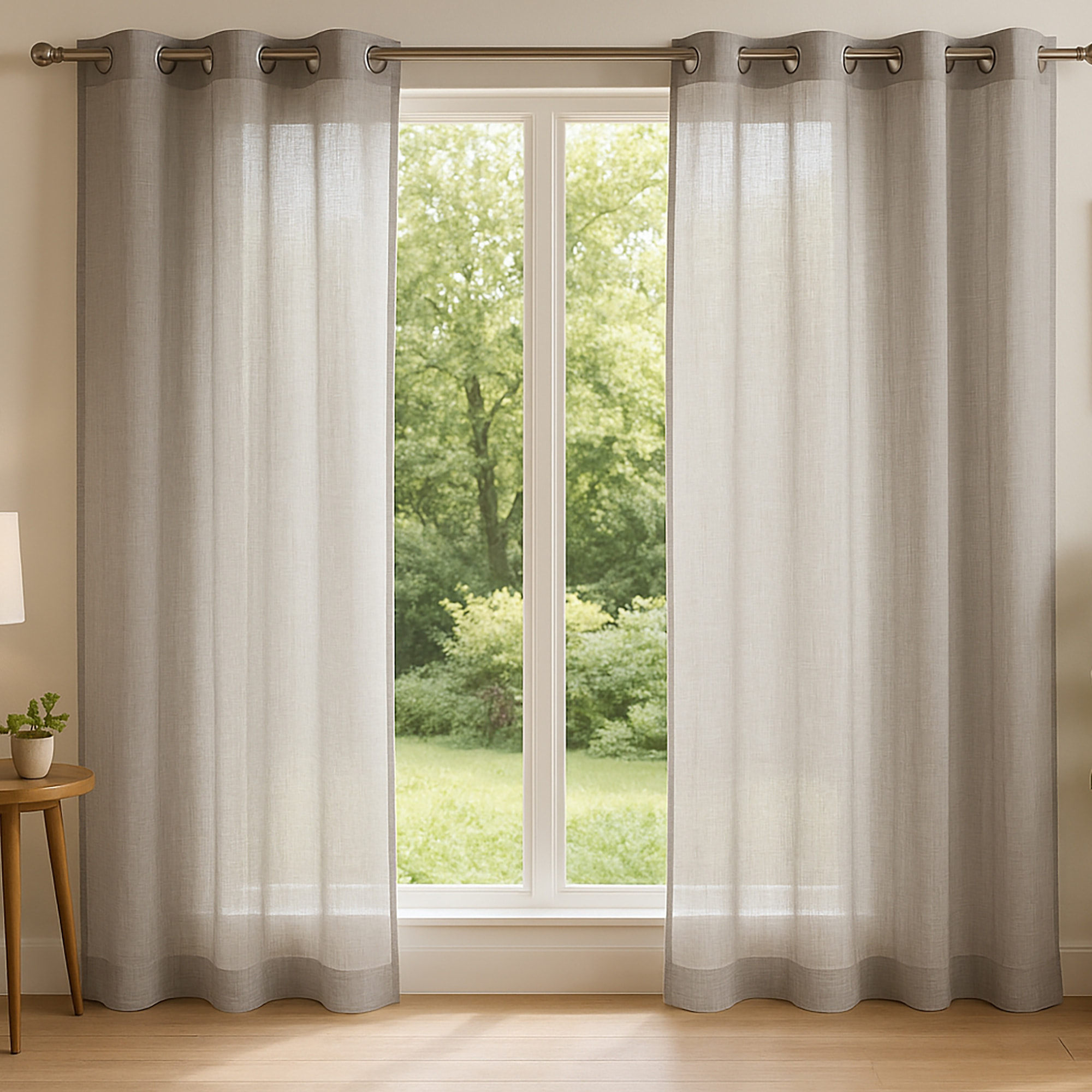 Rideau Lin lavé Acier