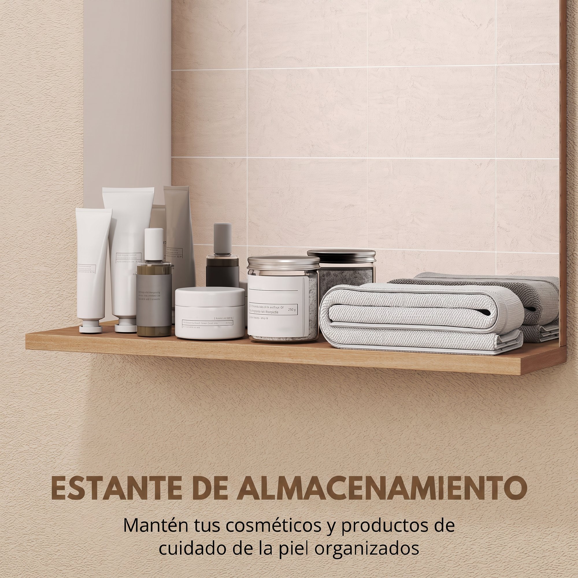 Espejo de Baño Espejo de Pared con Estante Abierto Espejo para Entrada Pasillo 50x12x60 cm Roble