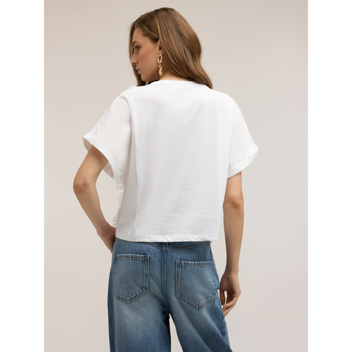 Motivi - Camiseta con insertos de encaje - Blanco