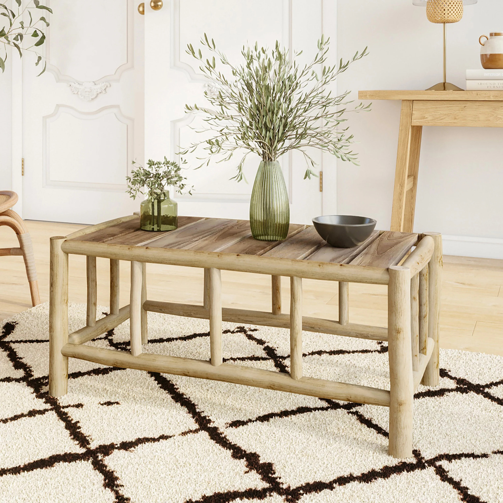 Table basse de jardin rectangulaire en teck - Ily