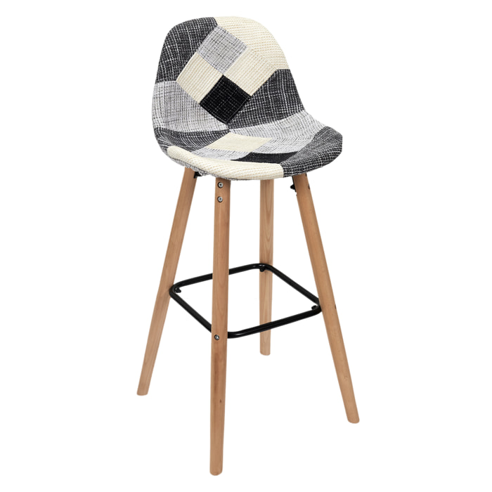 Lot De 2 Tabourets De Bar Patchwork Gris