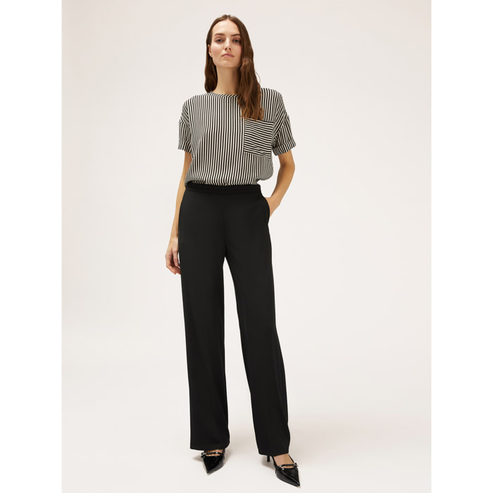 Motivi - Pantalones wide leg vaporosos - Negro
