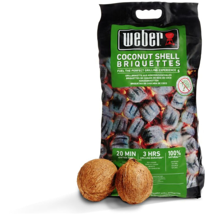 Briquette de charbon WEBER de briquettes 8kg de noix de coco