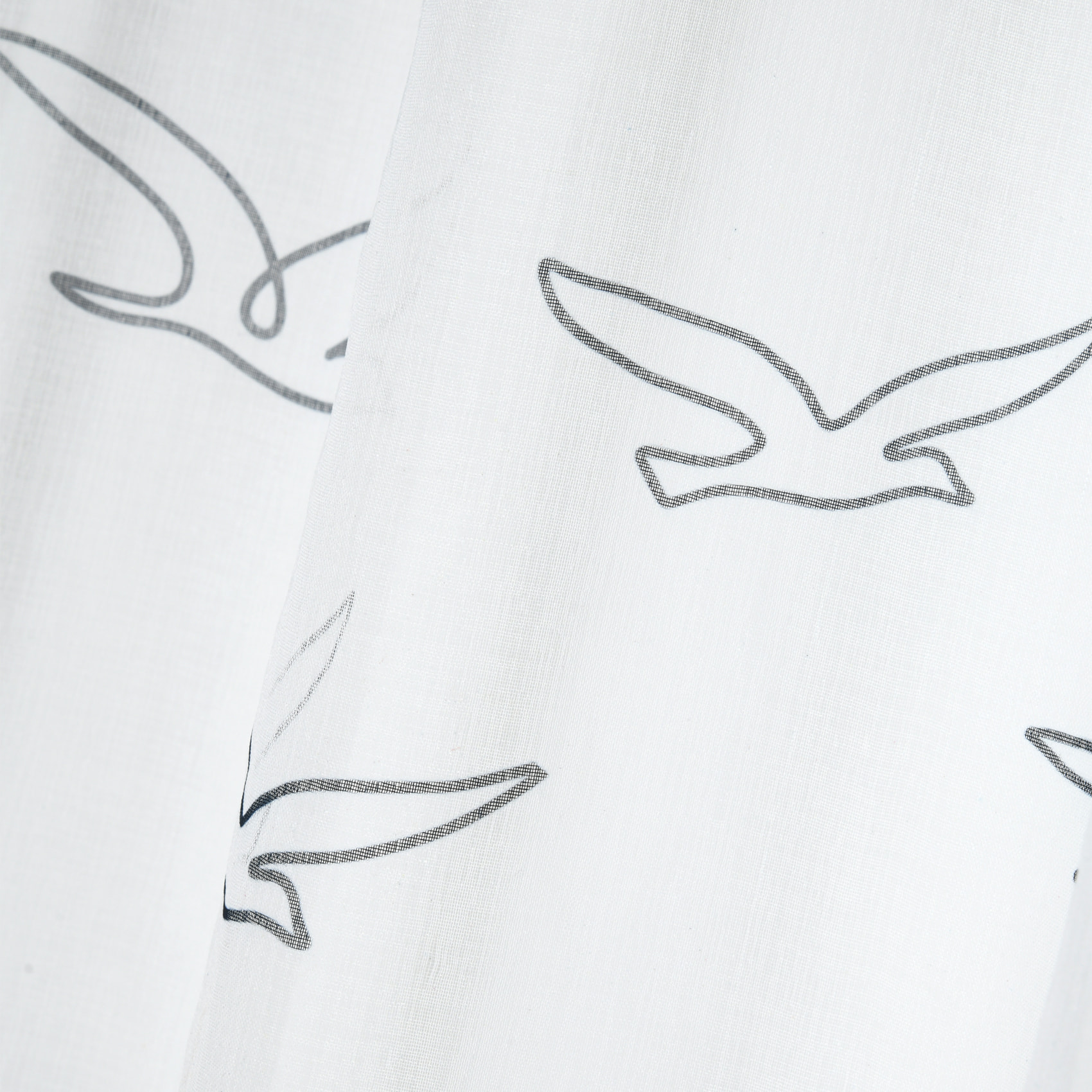 Voilage tamisant à œillets motif oiseaux - Blanc