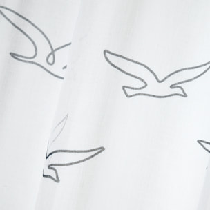 Voilage tamisant à œillets motif oiseaux - Blanc