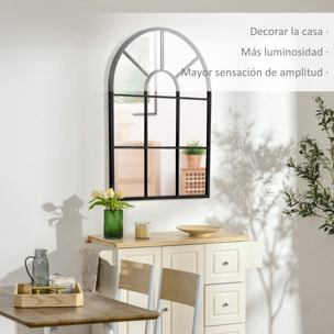 Espejo Decorativo de Pared 60x91 cm Espejo de Ventana de Metal para Salón Dormitorio Entrada Estilo Moderno Negro