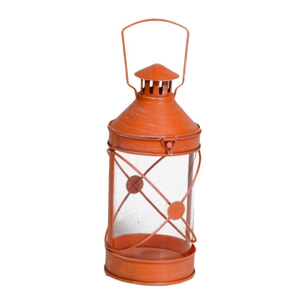 Lanterna in metallo arancione con incrocio tondo cmø12h27