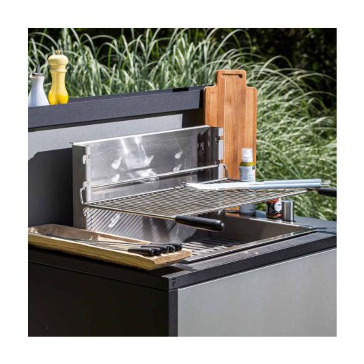 Barbecue charbon FORGE ADOUR 961.66 inox encastrable 57 cm