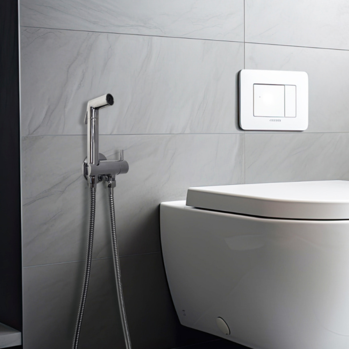 Douchette WC PAINI Cox ronde + Support + Flexible inox brossé