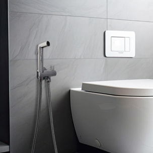 Douchette WC PAINI Cox ronde + Support + Flexible inox brossé