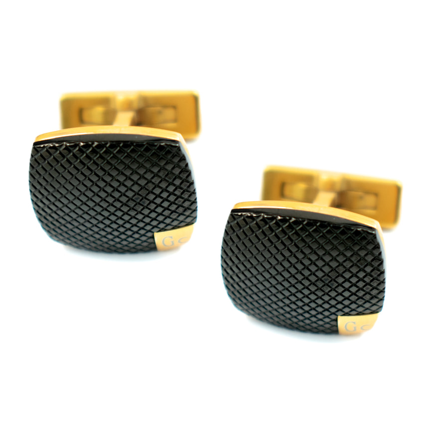 Gc Gemelos para Hombre CMC70705Cl - textured cushion square cufflink - black / rose gold