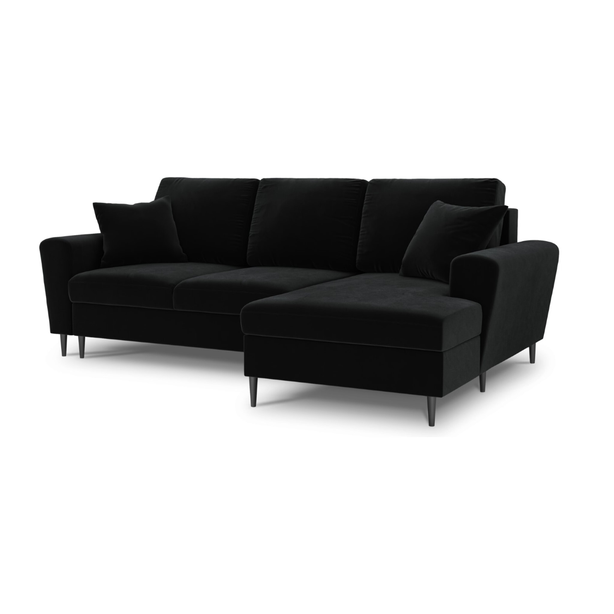 Canapé d'angle droit convertible avec coffre de rangement "Kyoto" 4 places en velours noir