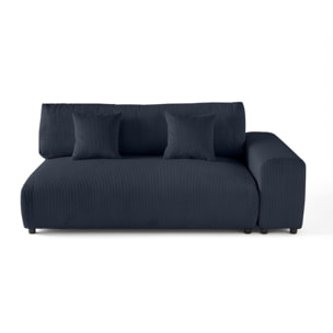 Garance - module d'assise 3 places avec accoudoir droit - en velours côtelé - Bleu nuit