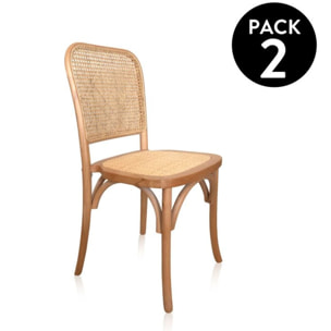 Pack 2 sillas de comedor Toscana Rattan - Claro