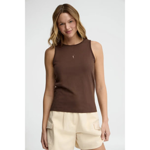 Canotta cioccolato slim fit con ricamo Rigby Go