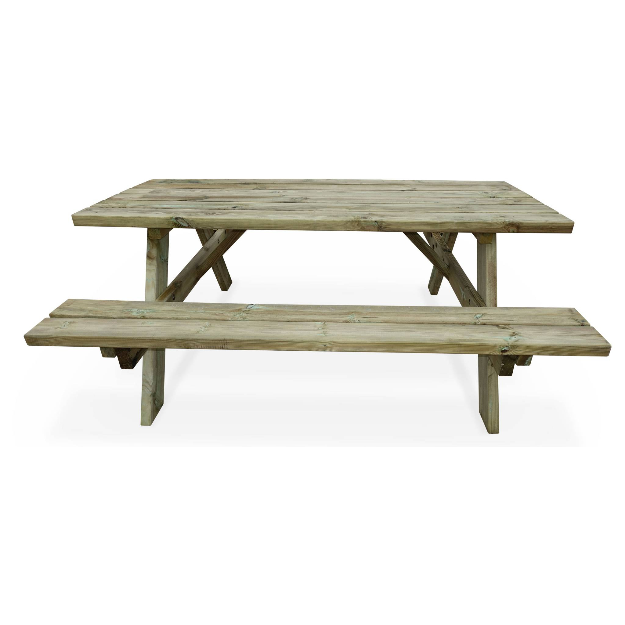 Table de pique nique bois de pin + 2 bancs rabattables en bois. 6 places - PANCHINA - Table de jardin robuste en pin sylvestre