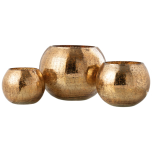 J-Line photophore Boule Craquelé - verre - or foncé - large