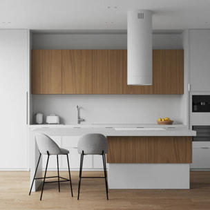 Lot de 2 chaises pour îlot central 66 cm en tissu chiné gris clair - Karl