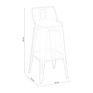 Pack 4 taburetes altos en chapa de acero en negro y roble 30x33 cm Tolix Negro - Roble