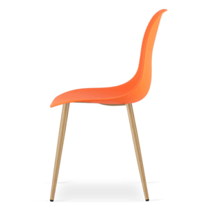 Set di 3 sedie da pranzo WAT arancioni con gambe effetto legno