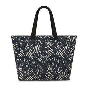 Borsa Shopper in canvas animalier con zip