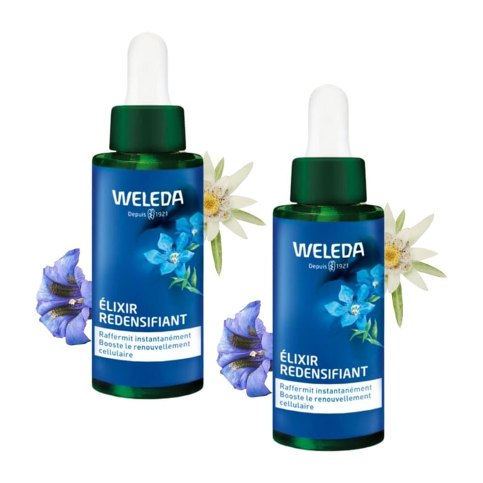 WELEDA - Duo Elixir redensifiant GENTIANE BLEUE ET EDELWEISS - Soin anti-âge redensifiant spécialement formulé pour les femmes dès 50 ans - NATRUE - 2x30 ml