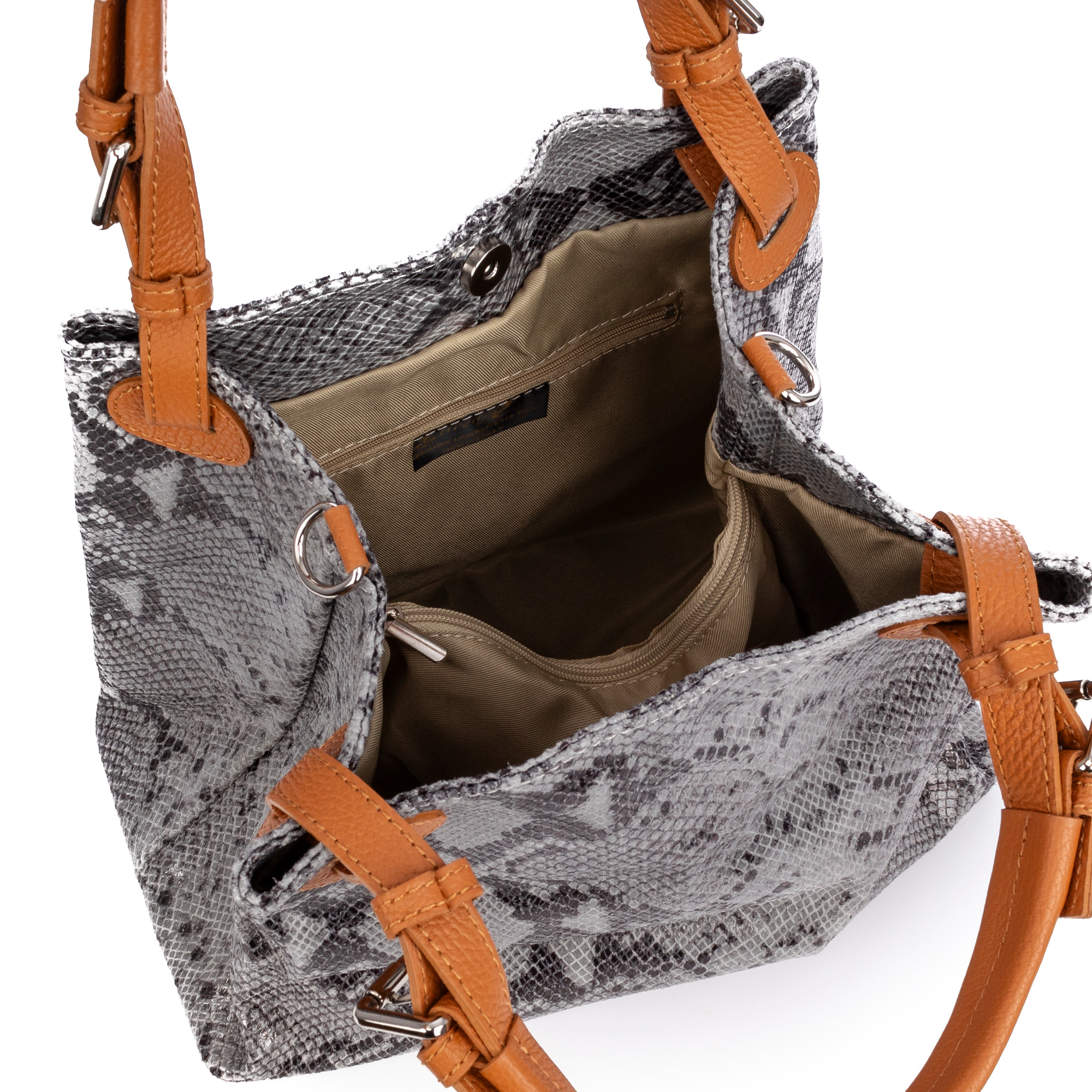 Emanuela Borsa tote Donna. Pelle autentica Camoscio Python Dollaro.