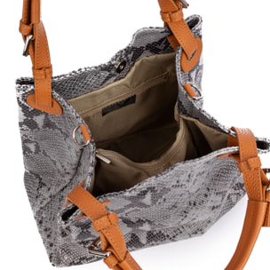 Emanuela Borsa tote Donna. Pelle autentica Camoscio Python Dollaro.