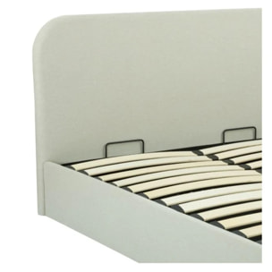 Lit double avec coffre 140x190 cm en tissu gris/beige - Tilly