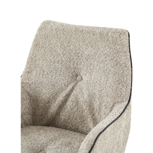 Sedia con braccioli Allie girevole in bouclé beige