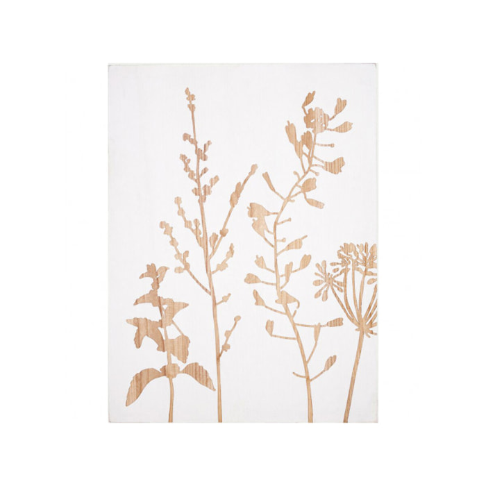 Gravure florale en bois blanc 60x80 cm - EDEN 484