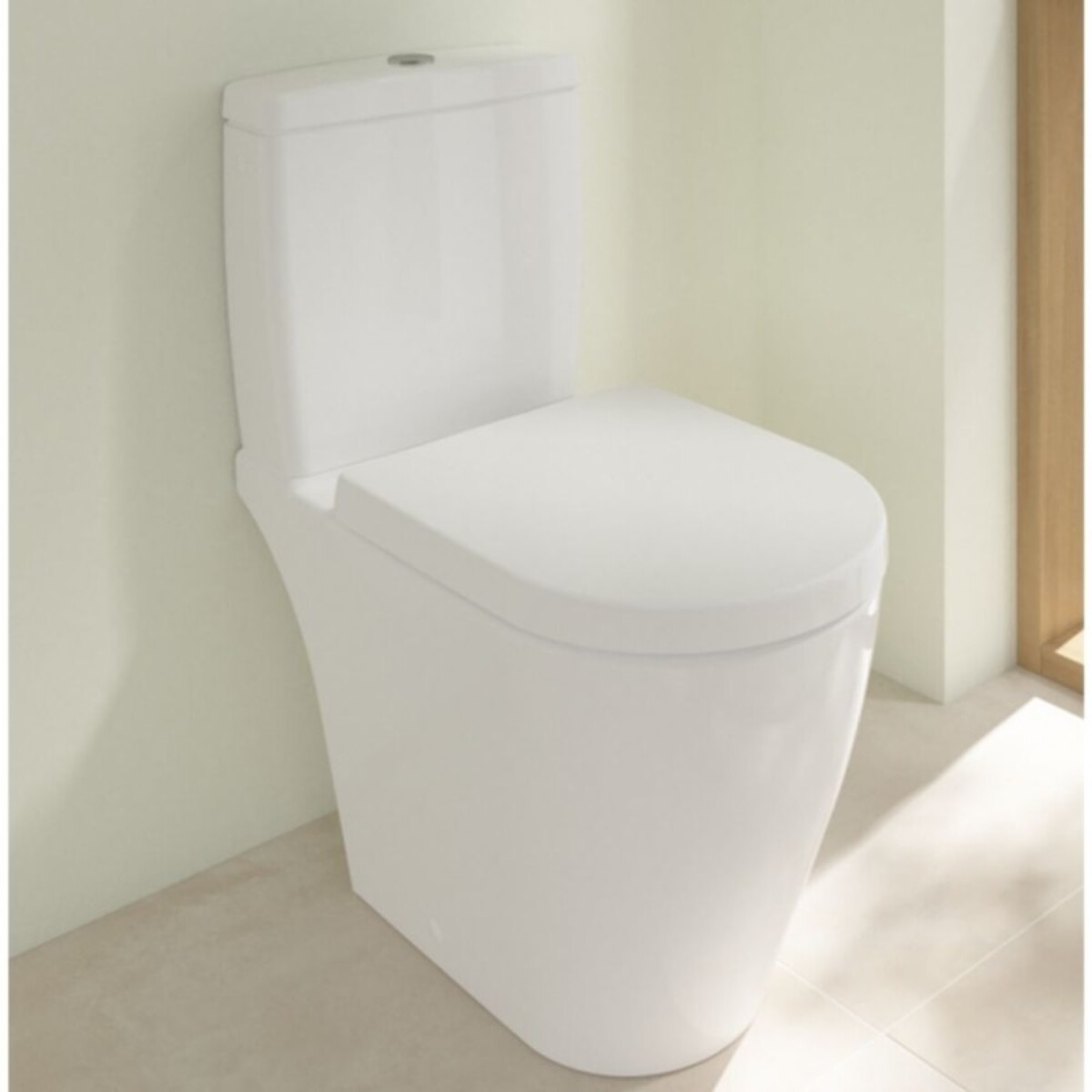 WC à poser compact sans bride sortie horizontale Avento avec abattant frein de chute