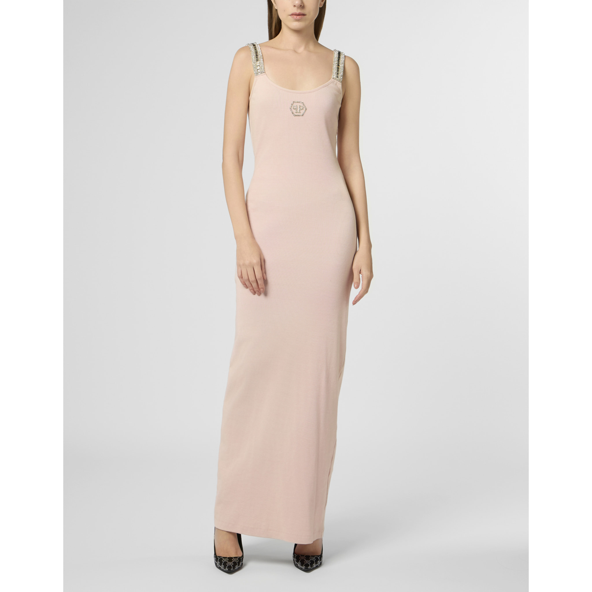 PHILIPP PLEIN Long Tank Dress Strass Hexagon