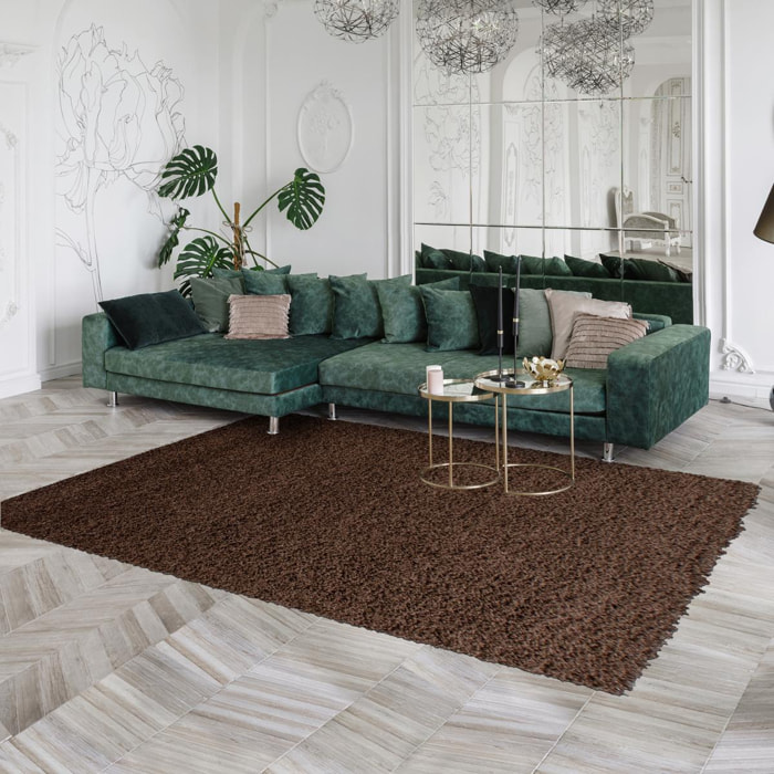 Tapis poils longs shaggy tissé motif uni ZASIVE