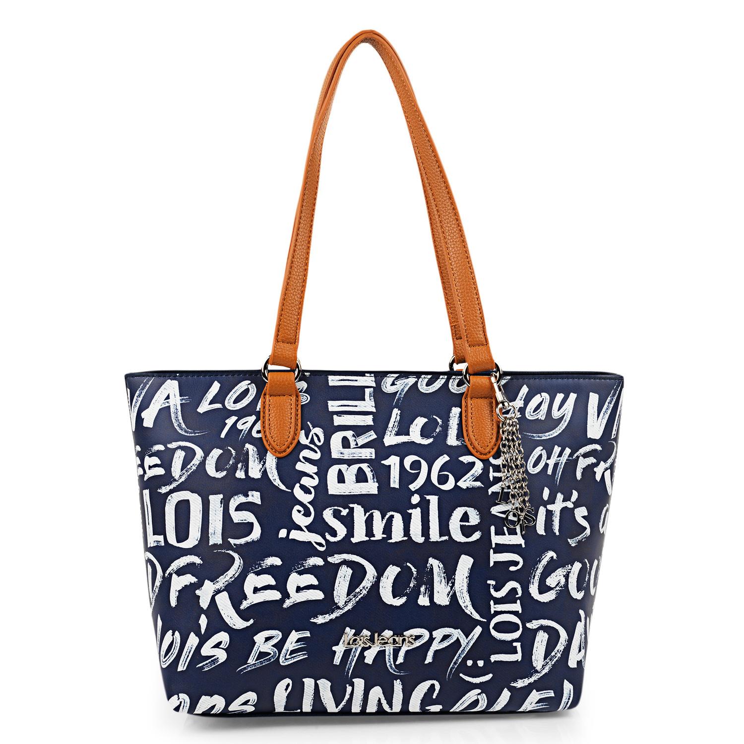 Bolso Shopper-Tote Lois Words Azul Marino