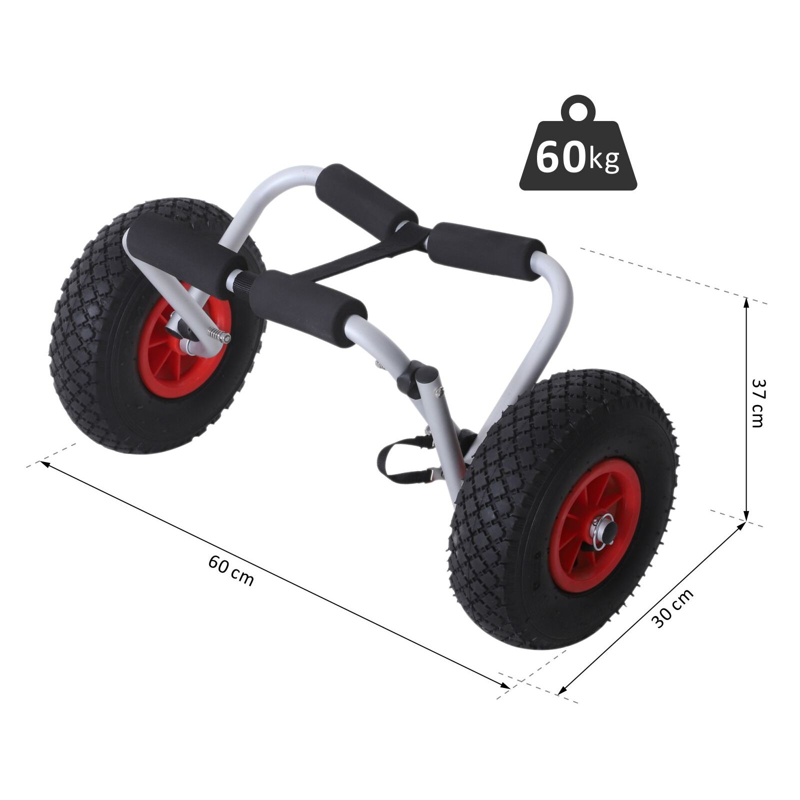 Outsunny Chariot sit on top kayak chariot de transport pliable pour bateaux canoë ou kayak charge max. 60 Kg alu. mousse antidérapante
