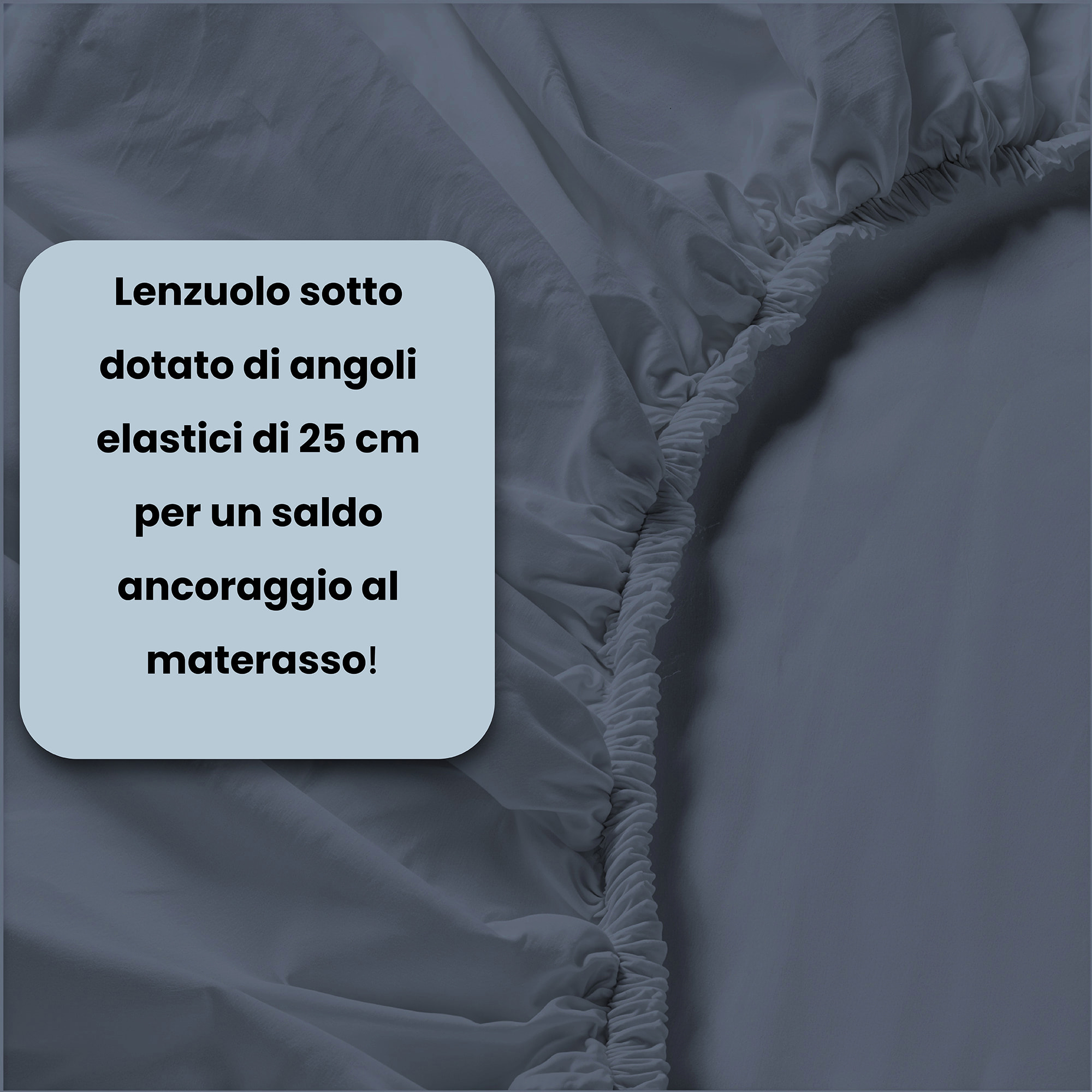 LENZUOLO SOTTO WATERWASHED, con angoli, 100% Microfibra, No Stiro - BLU