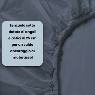 LENZUOLO SOTTO WATERWASHED, con angoli, 100% Microfibra, No Stiro - BLU