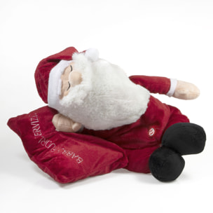 Peluche Babbo Natale Che Riposa con Scritta "Fuori Servizio" - Con Tasto per Attivare La Musica - (Altezza 40cm)