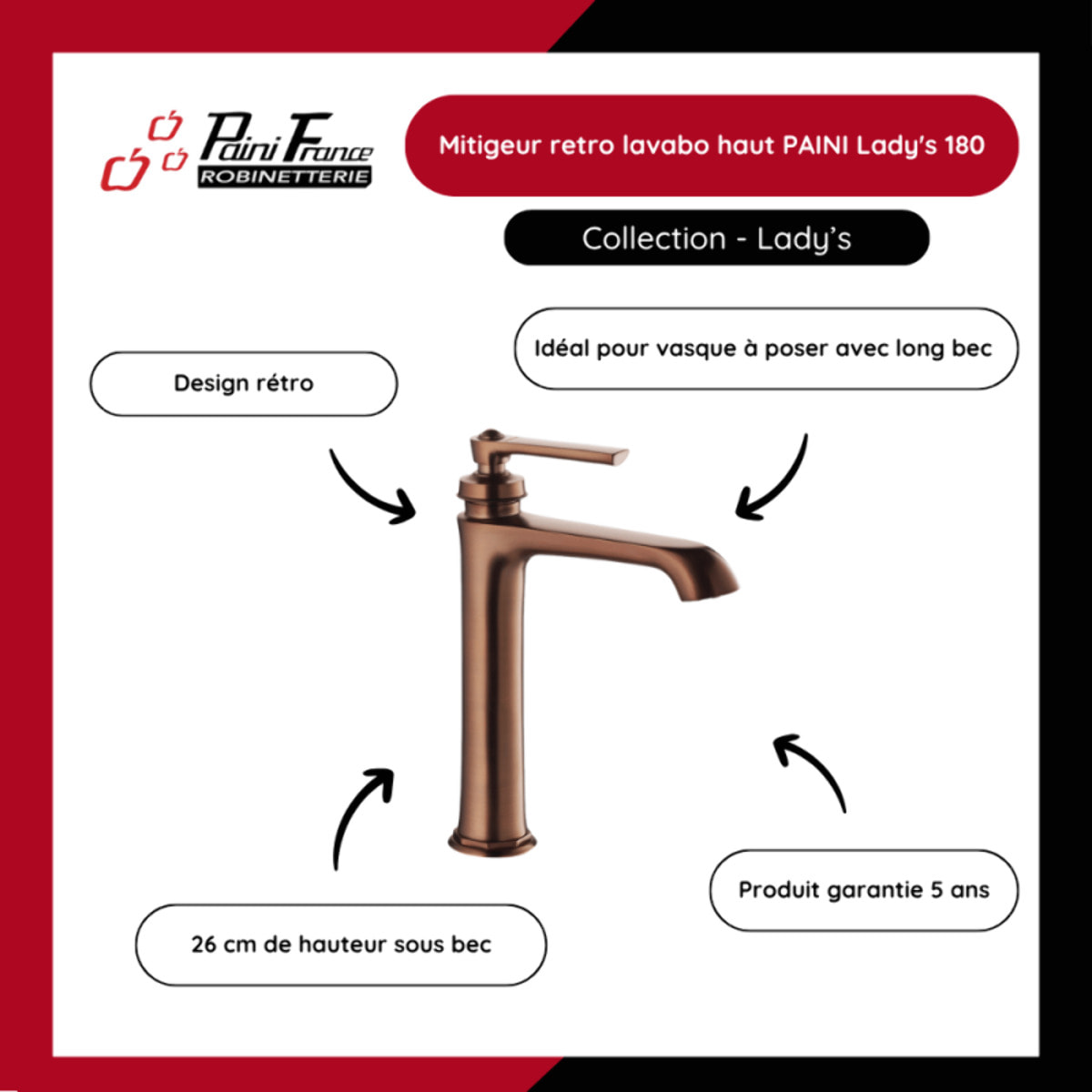 Mitigeur retro lavabo haut PAINI Lady's 180
