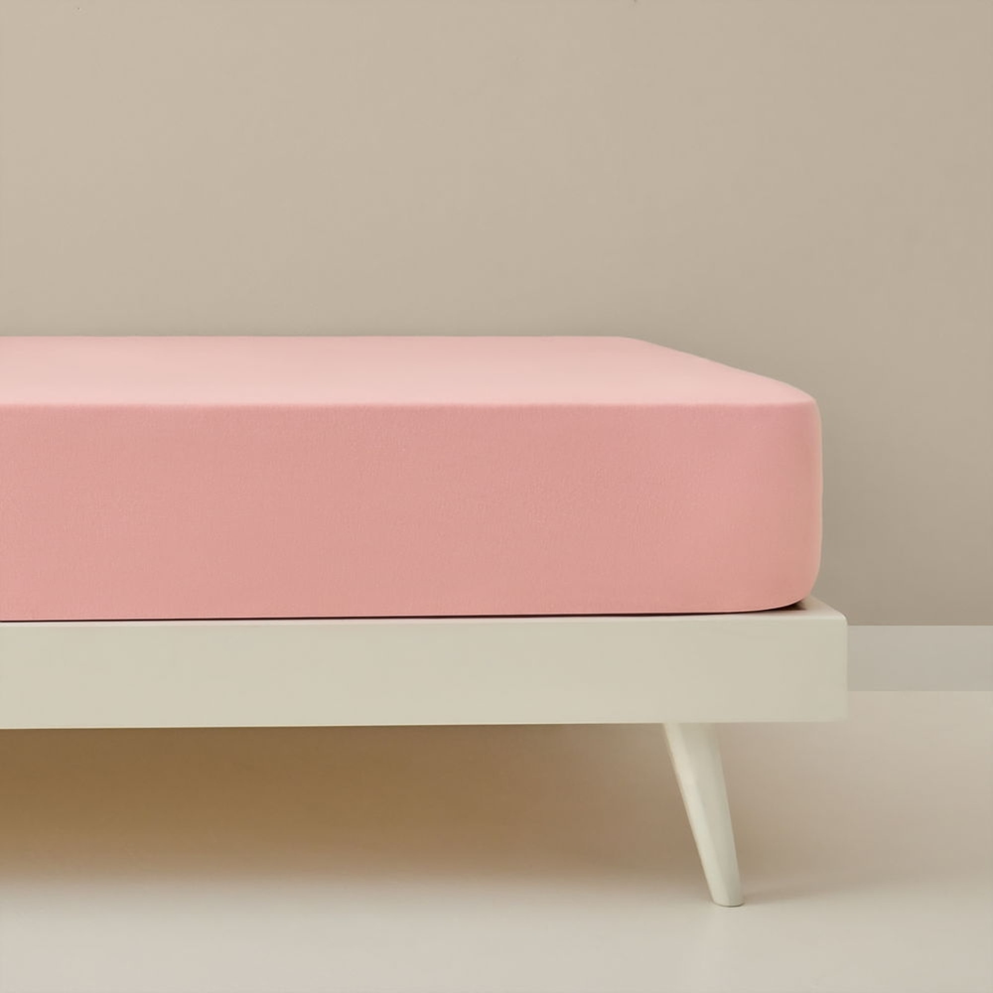 Sábana bajera de algodón de punto ajustable Kinbi color rosa Punto de algodón