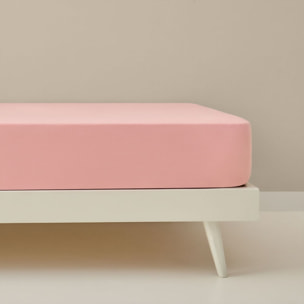 Sábana bajera de algodón de punto ajustable Kinbi color rosa Punto de algodón
