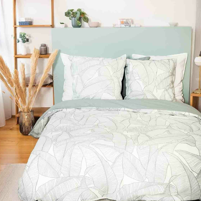 Parure Housse De Couette 3pcs 100% Coton Lave 57 Fils Pampelune